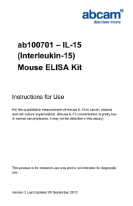 ab100701 – IL-15 (Interleukin-15) Mouse ELISA Kit Instructions for Use