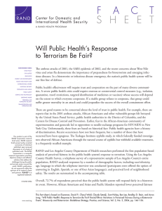 Will Public Health’s Response to Terrorism Be Fair? Center for Domestic and