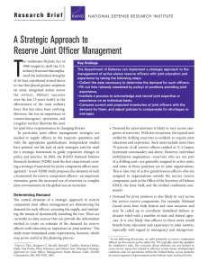 T A Strategic Approach to Reserve Joint Offi cer Management