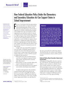 How Federal Education Policy Under the Elementary School Improvement