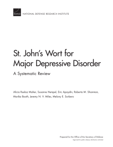 St. John’s Wort for Major Depressive Disorder A Systematic Review