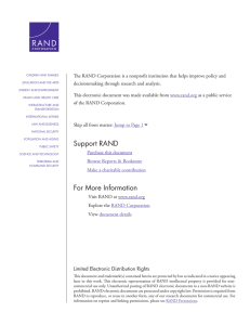 The RAND Corporation is a nonprofit institution that helps improve... decisionmaking through research and analysis.