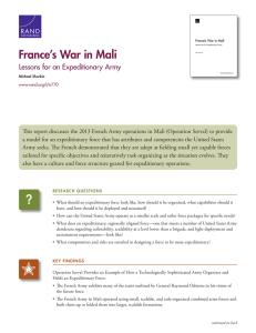 France’s War in Mali Lessons for an Expeditionary Army