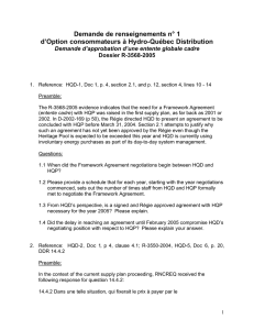 Demande de renseignements n° 1 d’Option consommateurs à Hydro-Québec Distribution Dossier R-3568-2005