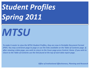 MTSU  Student Profiles  Spring 2011 