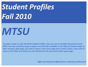 MTSU  Student Profiles  Fall 2010 