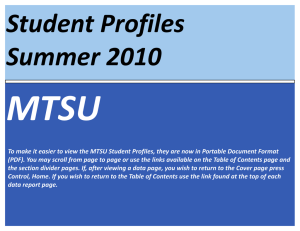 MTSU  Student Profiles  Summer 2010 