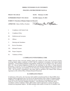 MIDDLE TENNESSEE STATE UNIVERSITY POLICIES AND PROCEDURES MANUAL POLICY NO: I:01:24