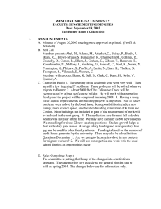 WESTERN CAROLINA UNIVERSITY FACULTY SENATE MEETING MINUTES Date: September 18, 2003