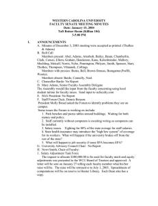 WESTERN CAROLINA UNIVERSITY FACULTY SENATE MEETING MINUTES Date: January 15, 2004