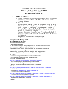 WESTERN CAROLINA UNIVERSITY FACULTY SENATE MEETING MINUTES Date: February11,2004