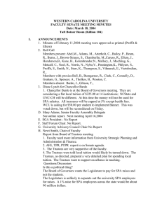 WESTERN CAROLINA UNIVERSITY FACULTY SENATE MEETING MINUTES Date: March 18, 2004