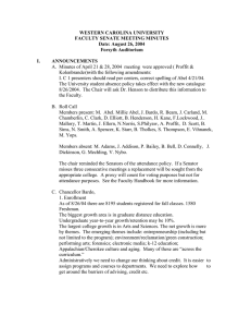 WESTERN CAROLINA UNIVERSITY FACULTY SENATE MEETING MINUTES Date: August 26, 2004 Forsyth Auditorium