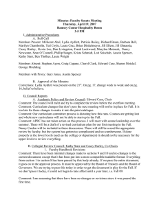 Minutes: Faculty Senate Meeting Thursday, April 19, 2007 Ramsey Center Hospitality Room