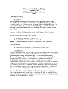 Minutes of the Faculty Senate Meeting November , 2007 3-5 PM