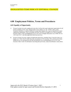 4.00  Employment Policies, Terms and Procedures 4.01 Equality of Opportunity