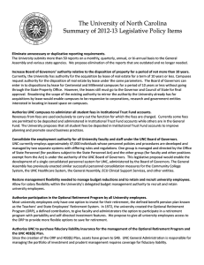 The University of North Carolina Summary of 2012-13 Legislative Policy Items