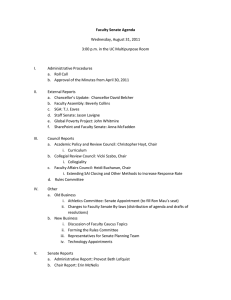 Faculty Senate Agenda Wednesday, August 31, 2011