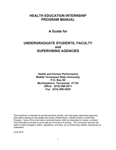 HEALTH EDUCATION INTERNSHIP PROGRAM MANUAL A Guide for