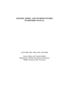 LEISURE, SPORT, AND TOURISM STUDIES INTERNSHIP MANUAL