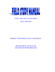 Leisure, Sport and Tourism Studies LSTS 3560/5560  MIDDLE TENNESSEE STATE UNIVERSITY