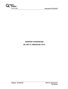 RAPPORT D'EXPERTISE DE JEFF D. MAKHOLM, PH.D. Demande R-3738-2010