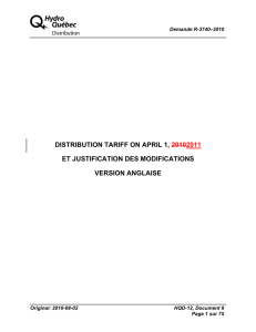 A DISTRIBUTION TARIFF ON APRIL 1,  ET JUSTIFICATION DES MODIFICATIONS