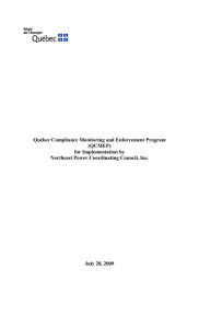Québec Compliance Monitoring and Enforcement Program (QCMEP) for Implementation by