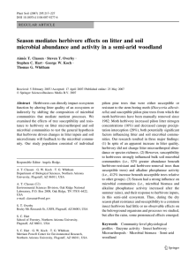 Season mediates herbivore effects on litter and soil