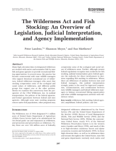 The Wilderness Act and Fish Stocking: An Overview of Legislation, Judicial Interpretation,