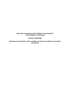 Demandes de renseignements d’Option Consommateurs à Hydro-Québec TransÉnergie Dossier R-3605-2006