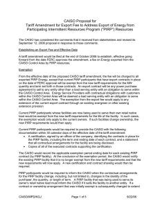 CAISO Proposal for Participating Intermittent Resources Program (“PIRP”) Resources
