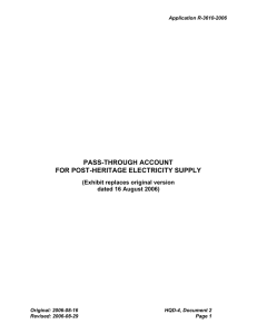 PASS-THROUGH ACCOUNT FOR POST-HERITAGE ELECTRICITY SUPPLY (Exhibit replaces original version