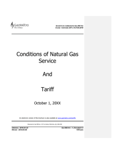 Conditions of Natural Gas Service  And