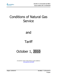 Conditions of Natural Gas Service and Tariff