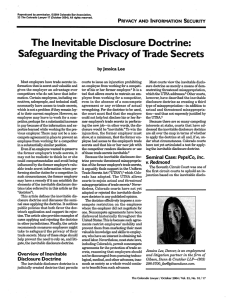 Disclosure Doctrine: The Inevitable Safeguarding the Privacy of Trade Secrets