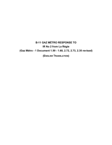 B-11 GAZ MÉTRO RESPONSE TO IR No 2 from La Régie