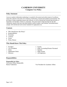 CAMERON UNIVERSITY Computer Use Policy Policy Statement