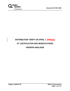 A DISTRIBUTION TARIFF ON APRIL 1,  ET JUSTIFICATION DES MODIFICATIONS
