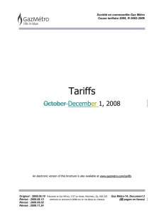 Tariffs October Decemb er 1, 2008