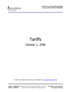 Tariffs October 1, 2008  Société en commandite Gaz Métro