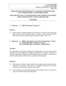 DEMANDE DE RENSEIGNEMENTS N 1 D’OPTION CONSOMMATEURS (OC) À HYDRO-QUÉBEC TRANSÉNERGIE (HQT)