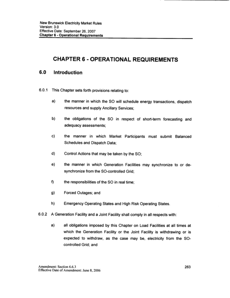 CHAPTER 6 - OPERA TIONAL REQUIREMENTS Adequacy Assessments; 6.0 ...