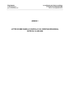 ANNEXE 1 LETTRE DE MME ISABELLE COURVILLE À M. CHRISTIAN BROUSSEAU,