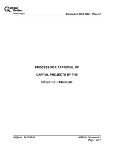 PROCESS FOR APPROVAL OF CAPITAL PROJECTS BY THE