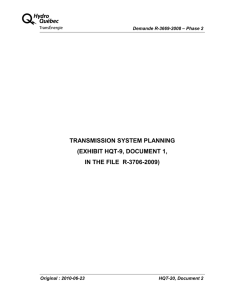 TRANSMISSION SYSTEM PLANNING (EXHIBIT HQT-9, DOCUMENT 1, Demande R-3669-2008 – Phase 2