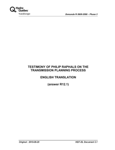 TESTIMONY OF PHILIP RAPHALS ON THE TRANSMISSION PLANNING PROCESS  ENGLISH TRANSLATION