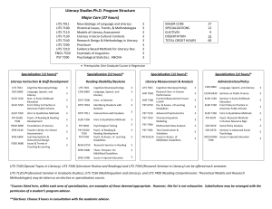 Literacy Studies Ph.D. Program Structure Major Core (27 hours)