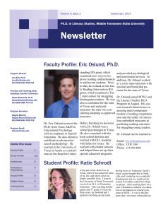 Newsletter Faculty Profile: Eric Oslund, Ph.D.