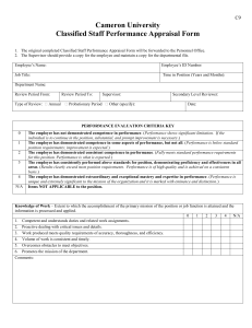 Cameron University Classified Staff Performance Appraisal Form C9
